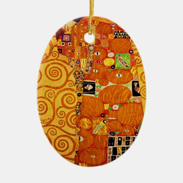 Ornamento De Cerâmica Árvore da vida Gustav Klimt Nouveau (Frente)
