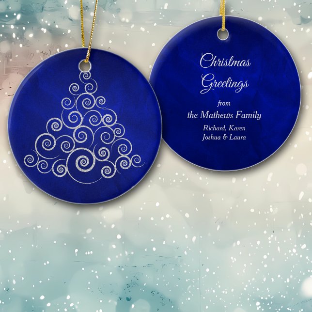 Ornamento De Cerâmica Árvore de Feriado de Silver Sparkasse (Criador carregado)