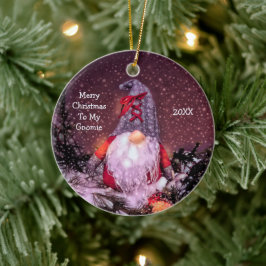 Ornamento De Cerâmica Árvore de Feriado Gnomo Feliz de Natal