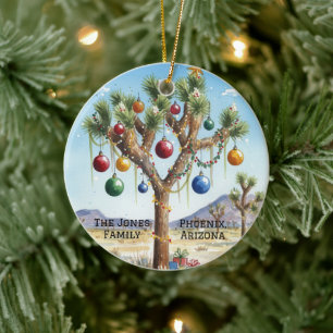 Ornamento De Cerâmica Árvore de Josué Personalizada no Natal