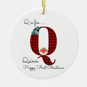 Ornamento De Cerâmica Árvore de lenhadores feliz do primeiro Natal