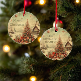 Ornamento De Cerâmica Árvore de natais vintages Feliz Natal