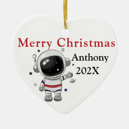 Ornamento De Cerâmica Árvore de Natal Astronauta Personalizada