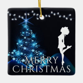 Ornamento De Cerâmica Árvore de Natal Azul de dança Personalizada na Irl
