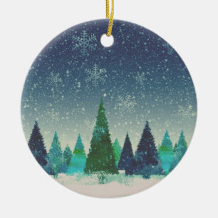 Ornamento De Cerâmica Árvore de Natal Azul e Verde