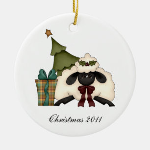 Ornamento De Cerâmica Árvore De Natal Bela De Ovelha Da Nossa Casa Para