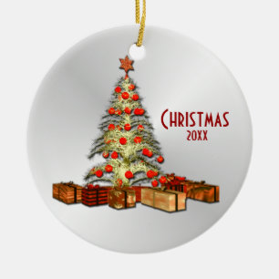 Ornamento De Cerâmica Árvore de Natal com Ano