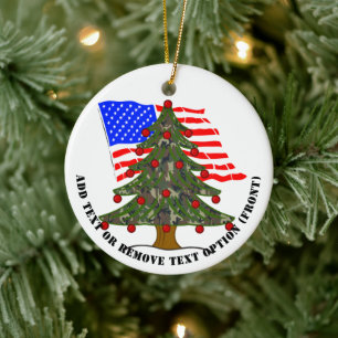 Ornamento De Cerâmica Árvore de Natal com Camuflagem Florestal e Bandeir