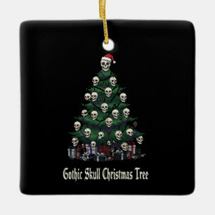 Ornamento De Cerâmica Árvore de Natal com Caveira Gótica   Alternativa A