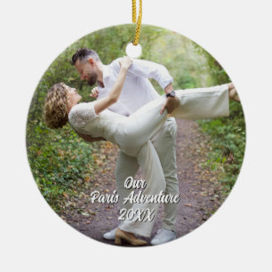 Ornamento De Cerâmica Árvore de Natal com Foto Personalizada de Viagem p