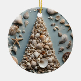 Ornamento De Cerâmica Árvore de Natal Costeira de Seashell