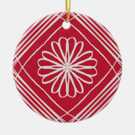 Ornamento De Cerâmica Árvore de Natal da Flor Abstrato de Boho Vermelho