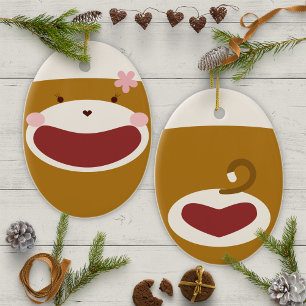 Ornamento De Cerâmica Árvore de Natal da Macaco-Meia