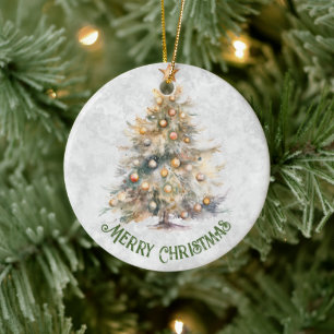 Ornamento De Cerâmica Árvore de Natal de Aquarela