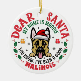 Ornamento De Cerâmica Árvore de Natal de Cachorro Malinois Belga Persona