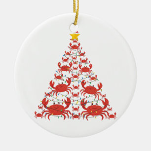 Ornamento De Cerâmica Árvore de Natal de Caranguejo Chapéu de Papai Noel