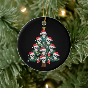 Ornamento De Cerâmica Árvore de Natal de Caveira Pijama Esqueleto Legal 