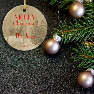 Ornamento De Cerâmica Árvore de Natal de Foto Retroativa