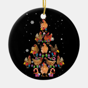 Ornamento De Cerâmica Árvore de Natal de Frango Luz Engraçada Xmas de