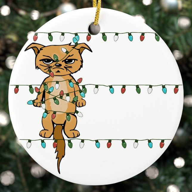 Ornamento De Cerâmica Árvore de Natal de Gato Engraçado, Tangado e Grump (Criador carregado)