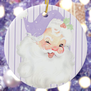 Ornamento De Cerâmica Árvore de Natal de Papais noeis Vintage Roxos Lil