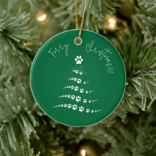 Ornamento De Cerâmica Árvore de Natal de Paw | Fúria de Natal (Árvore)