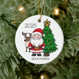 Ornamento De Cerâmica Árvore de Natal de Reindeer de Papais noeis Person