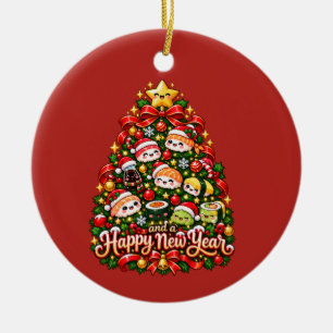 Ornamento De Cerâmica Árvore de Natal de Sushi Kawaii