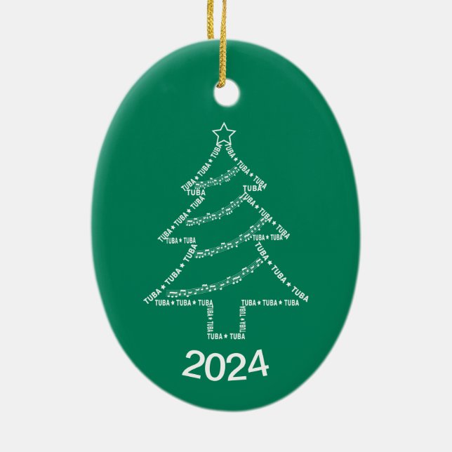 Ornamento De Cerâmica Árvore de Natal de Texto Tuba (Verso)