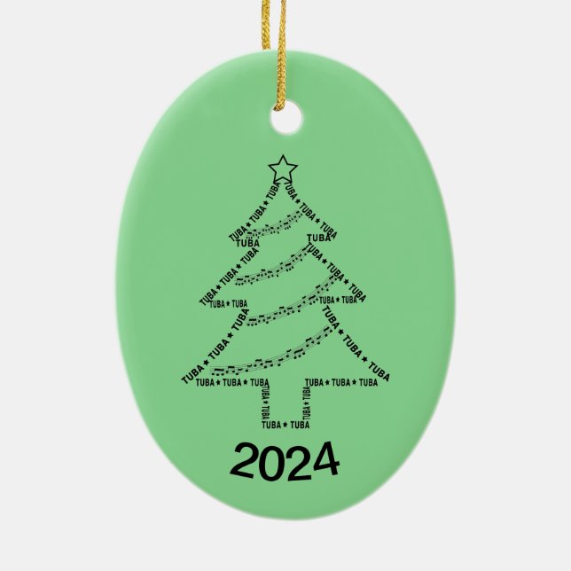 Ornamento De Cerâmica Árvore de Natal de Texto Tuba (Verso)