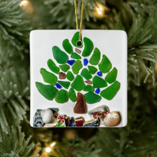 Ornamento De Cerâmica Árvore de Natal de Vidro Verde Feita à Mão