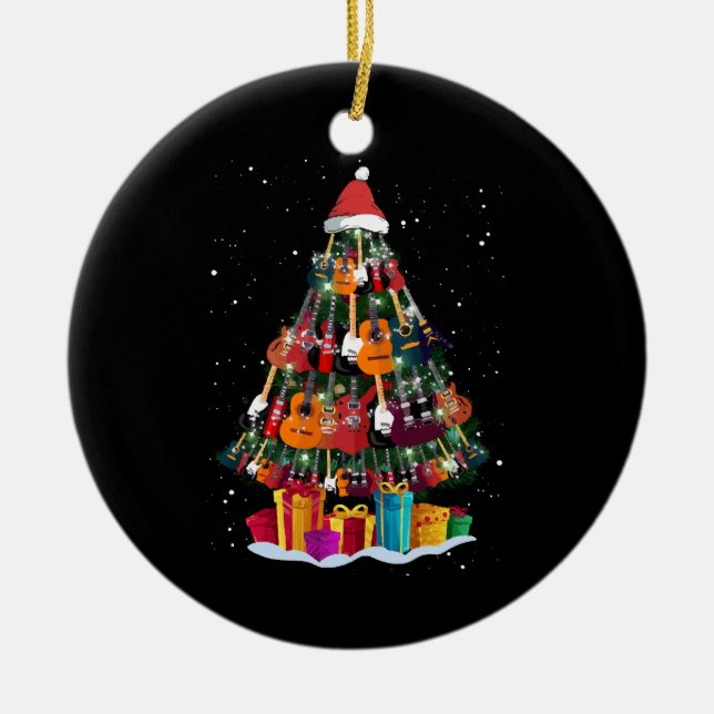 Ornamento De Cerâmica Árvore de Natal de Violão Engraçado (Frente)