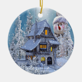 Ornamento De Cerâmica Árvore de Natal Decoração Inverno Branco Boneco de