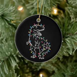 Ornamento De Cerâmica Árvore de Natal Dinossauro T-rex Natal Pet Dino Tr