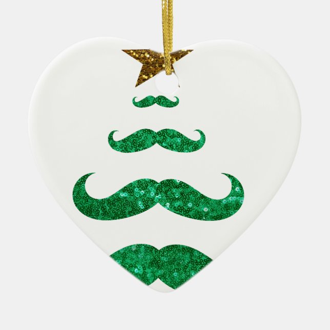 Ornamento De Cerâmica árvore de natal do bigode (Frente)
