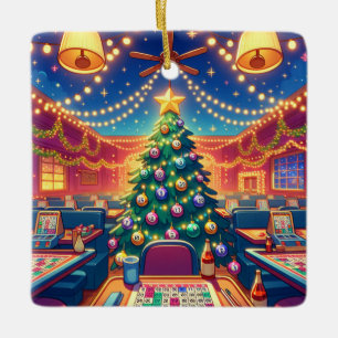 Ornamento De Cerâmica Árvore De Natal Do Bingo Hall Com Bingo Balls