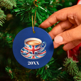 Ornamento De Cerâmica Árvore de Natal do British Flag Teacup