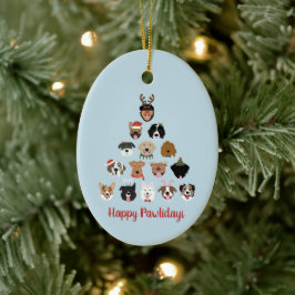 Ornamento De Cerâmica Árvore de Natal do Cachorro Feliz
