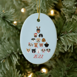 Ornamento De Cerâmica Árvore de Natal do Cachorro Feliz