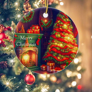 Ornamento De Cerâmica Árvore de Natal do estilo Vintage tradicional