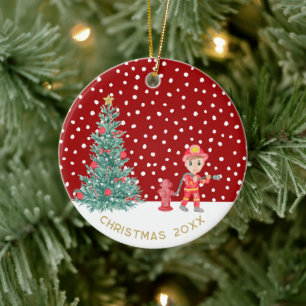 Ornamento De Cerâmica Árvore de Natal do Homem-Foto para Bebê Personaliz