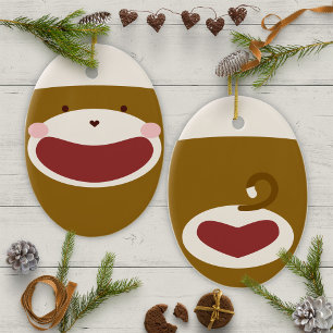 Ornamento De Cerâmica Árvore de Natal do Monkey Boy Sock