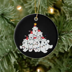 Ornamento De Cerâmica Árvore de Natal do Urso Polar, Ursos Animais Engra