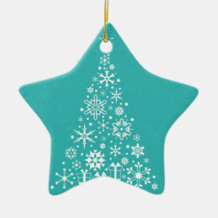 Ornamento De Cerâmica Árvore de Natal elegante à moda do branco e da