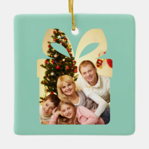 Ornamento De Cerâmica Árvore de Natal em Aquarela Amarelo Manteiga e Ver