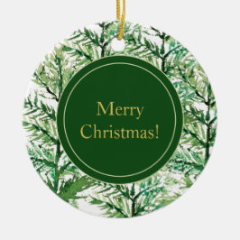 Ornamento De Cerâmica Árvore de Natal em Arte de Aquarela