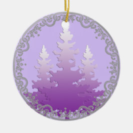 Ornamento De Cerâmica Árvore de Natal Evergreen, Violeta Vermelha
