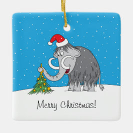 Ornamento De Cerâmica Árvore de Natal Feliz Mammoth Santa Hat