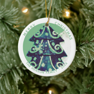 Ornamento De Cerâmica Árvore de Natal Festiva Arte Familiar Feriados
