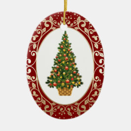 Ornamento De Cerâmica Árvore de Natal Festiva Personalizada